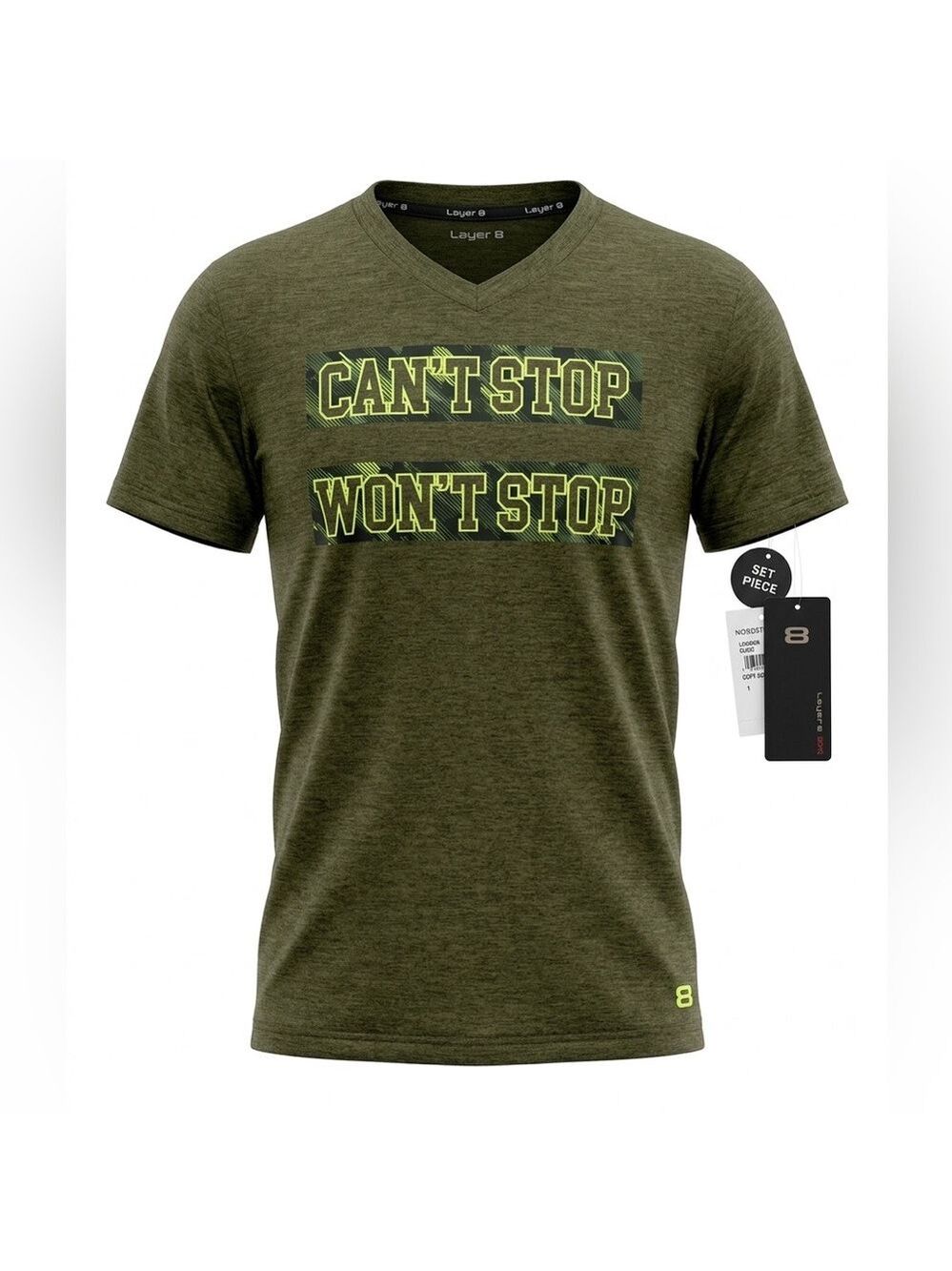 Layers 8 Boys Olive Green Graphic Athletic Tee Size 7 Athletic Shirt